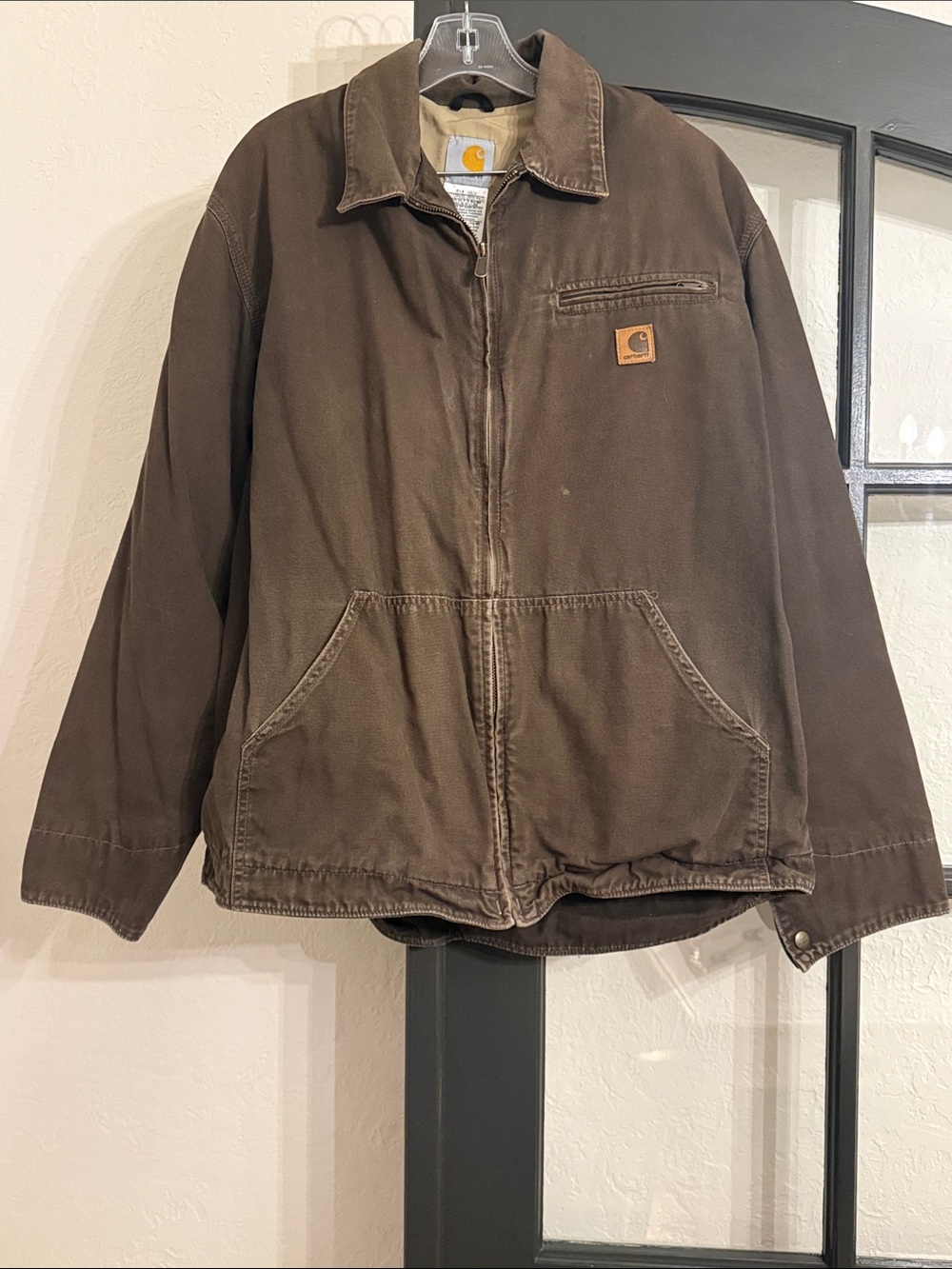 Carhartt Dark Brown Duck Chore Jacket with Logo Patch